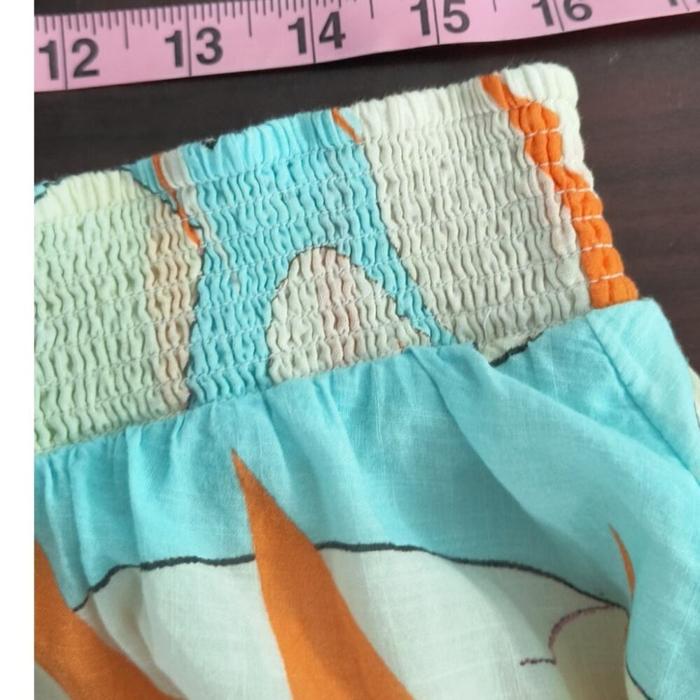 Maeve Anthropologie Maxi Skirt XL Multicolor Tropical Print Cotton Smocked Waist - Picture 7 of 15